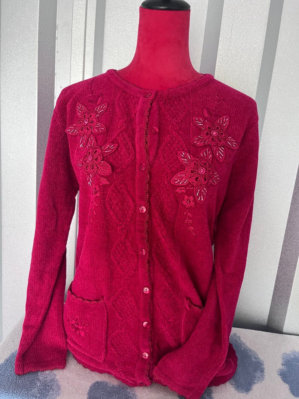 hot pink flower cardigan